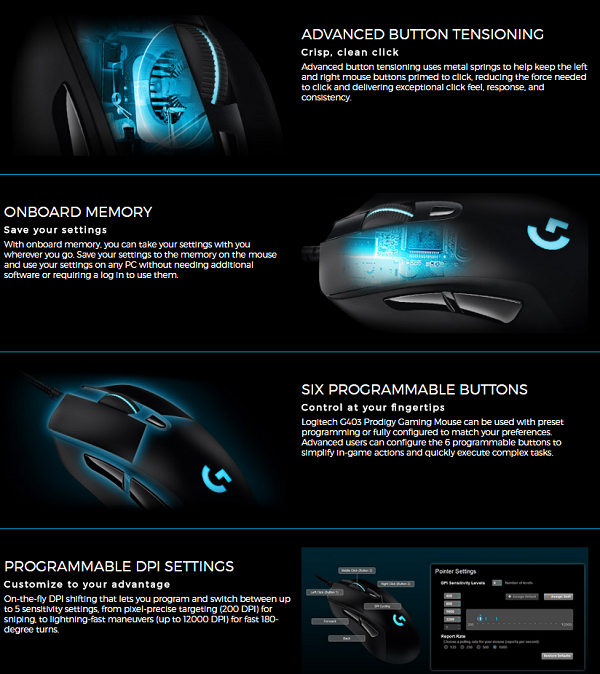 Logitech G403 Prodigy Gaming Mouse Foritain Userreviews Tweakers